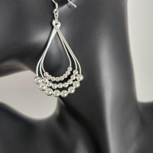 Beaded Triangular Drop. Long Chandelier Earrings. 65mm × 30mm