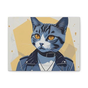 Stylish Cat Canvas Art, Cool Cat Wall Decor, Pet Lover Gift, Unique Home Decor, Cat Lover Wall Art, Kitten Wall Hanging