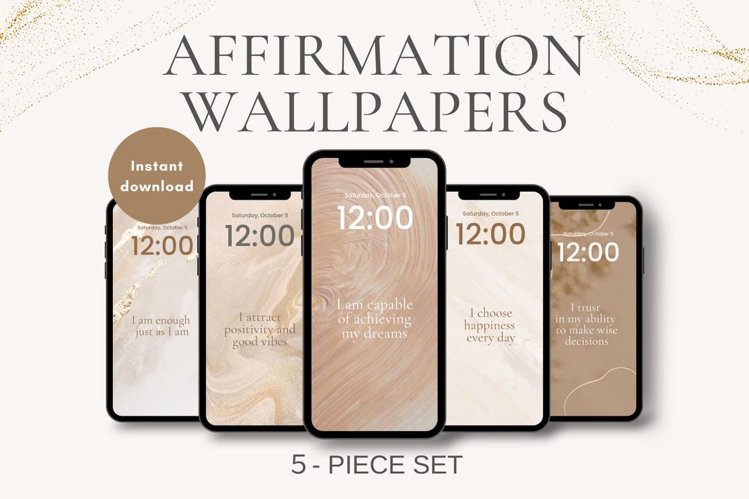 Affirmation iPhone Wallpapers, Aesthetic Backgrounds SET OF 5, Digital ...
