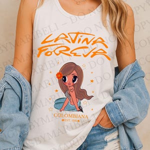 Custom Tank Top for Karol G Fans Latina Foreva Comfort Colors Personalized Gift for Her Trendy Latin Woman Graphic Summer Outfit