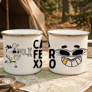 Caferxxo Enamel Mug Funny Urban Coffee Cup Merch for Reggaeton Fans Coffee Lover Music Fan Latin Aesthetic Inspired by Feid Music Merch