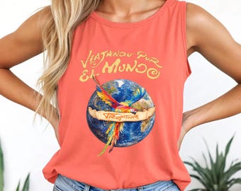 Karol G Tropitour Comfort Colors Unisex Tank Top, Latin Concert Outfit Reggaeton Aesthetic Viajando Por El Mundo Tropicoqueta, Fan Merch