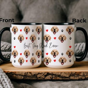 Custom Dog Face Mug for Dog Dad Gift with Photo, Personalized Best Dog Dad Ever Coffee Cup, Pet Lover Gift for Father&#39;s Day or Birthday