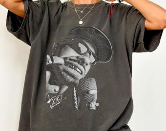 Camiseta Feid Ferxxo Vintage Portrait Comfort Colors, Camiseta Reggaeton com Estampa Gráfica, Estilo Streetwear, Roupa para Shows, Preta, Tamanho Grande, Produto Oficial para Fãs