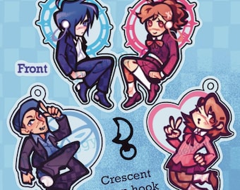 DISCOUNTED Persona 3 2.5 Inch Clear Acrylic Charms : Makoto + Kotone, Junpei, and Yukari