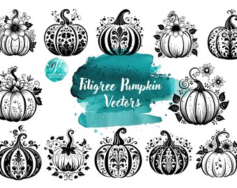 Filigree Floral Pumpkin Vectors - detailed vector files for die cutting and more.