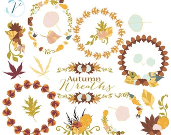 50% OFF SALE! Clip Art - Autumn Leaves and Wreaths: Digital Clipart