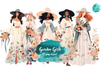 Garden Girls - 28 clipart graphic set - Digital Download for Scrapbooking, Invitations, and More! Commercial Use