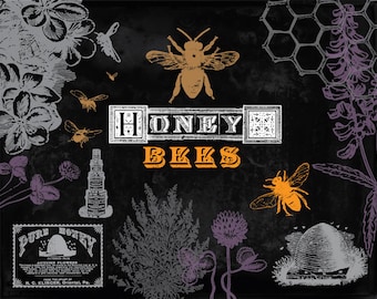 50% off SALE 42 Honey Bees Digital Clipart and Photoshop Brushes