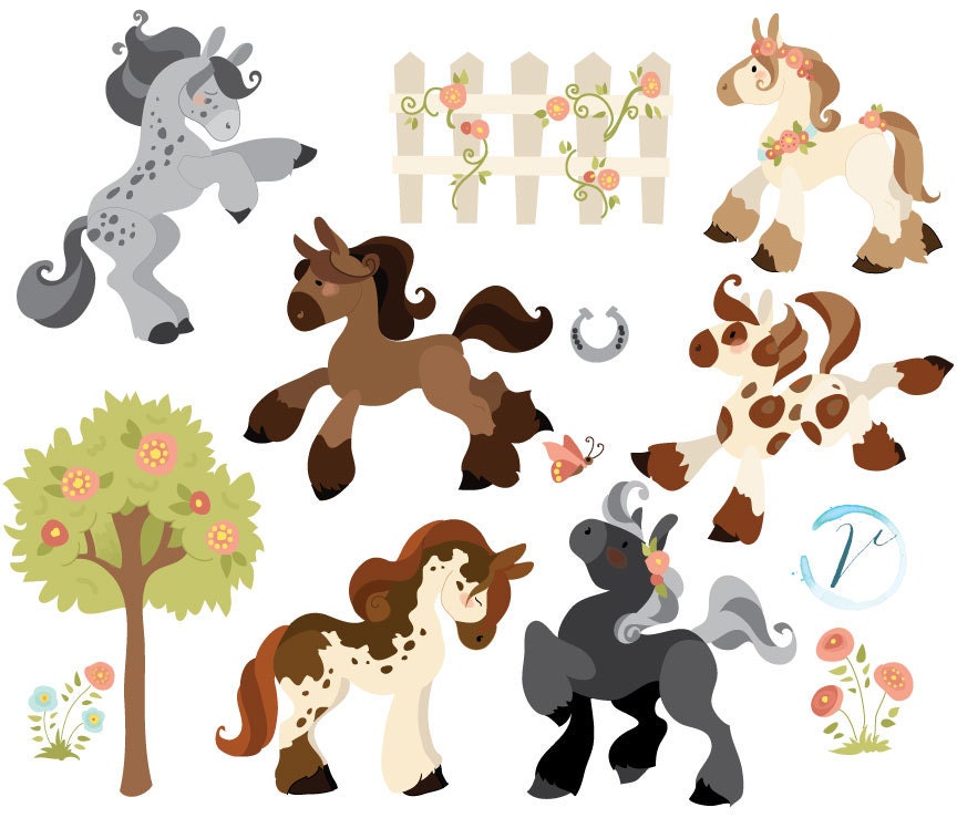 Instant Download Pretty Pony's: Digital Vector Clipart | Etsy