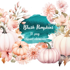 Watercolor Pink Pumpkins - Digital Download for Scrapbooking, Invitations, and More! Commercial Use