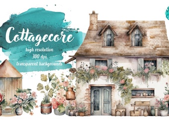 Watercolor Cottagecore - Rustic Digital Download for Scrapbooking, Invitations, and More! Commercial Use