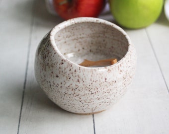 Rustic Salt Cellar in Warm Creamy Glaze, Ceramic Salt Pig, Speckled Stoneware, Handcrafted Pottery Made in USA