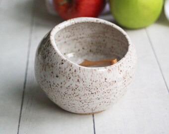 Handcrafted Speckled Stoneware Salt Cellar: Creamy Glaze, USA Pottery