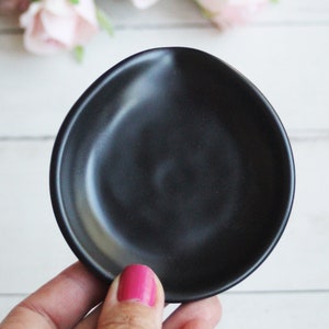 Small Spoon Rest in Modern Satin Black Glaze, Pottery Dish for your Coffee or Tea Spoon, Ready to Ship Made in USA image 6