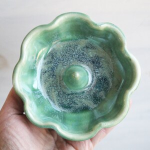 Shimmering Green Ring Holder, Handmade Ceramic Jewelry Dish, Made in USA, Ready to Ship image 3