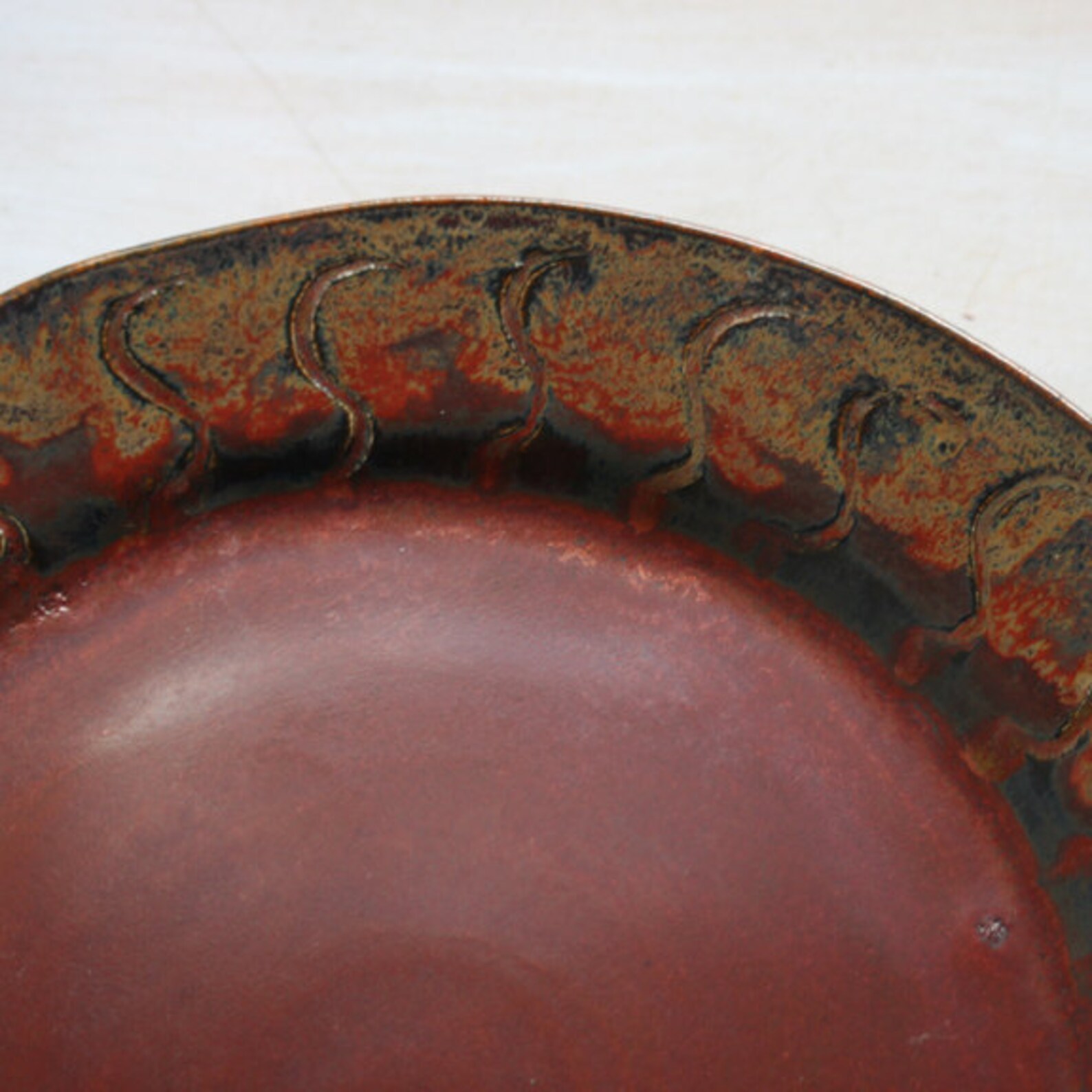 Rustic Dinnerware Plate Red and Black Stoneware Plate Handmade Etsy