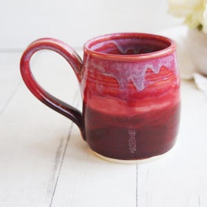 Raspberry Ombre Pottery Mug, Handmade 14 oz Coffee Cup, Made in USA