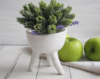 Succulent Planter in Modern Matte White Glaze,  Quirky Ceramic Flower Pot, Handmade Stoneware Pottery Made in USA - 3