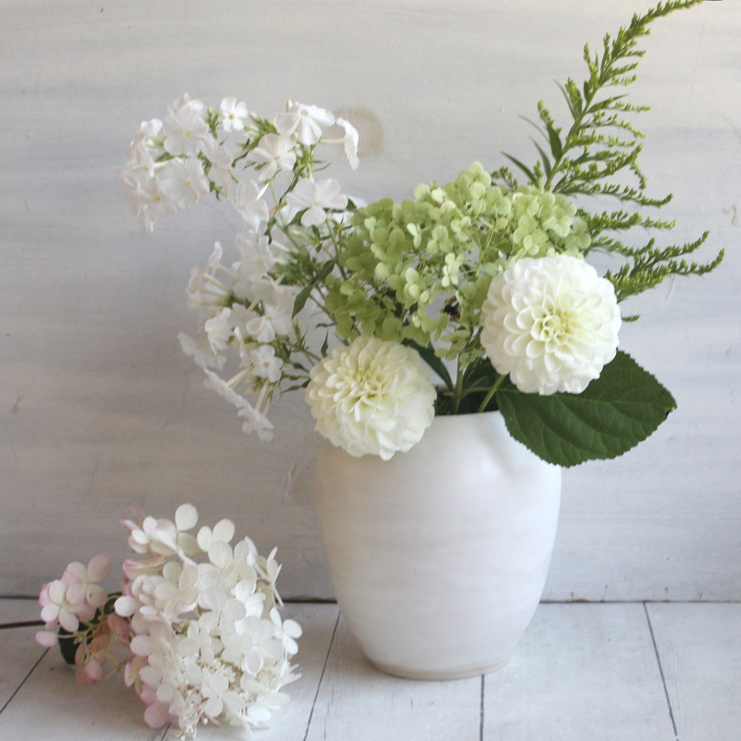 Rustic Modern Ceramic Vase in Matte White Glaze, Minimalist Decor ...
