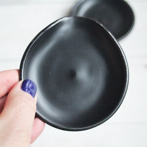 Small Spoon Rest in Modern Satin Black Glaze, Pottery Dish for your Coffee or Tea Spoon, Ready to Ship Made in USA image 4