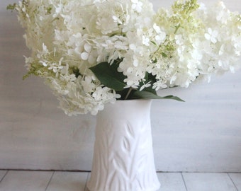 Hand Carved Rustic Modern Ceramic Vase in Matte White Glaze, Minimalist Decor, Ready to Ship Made in USA