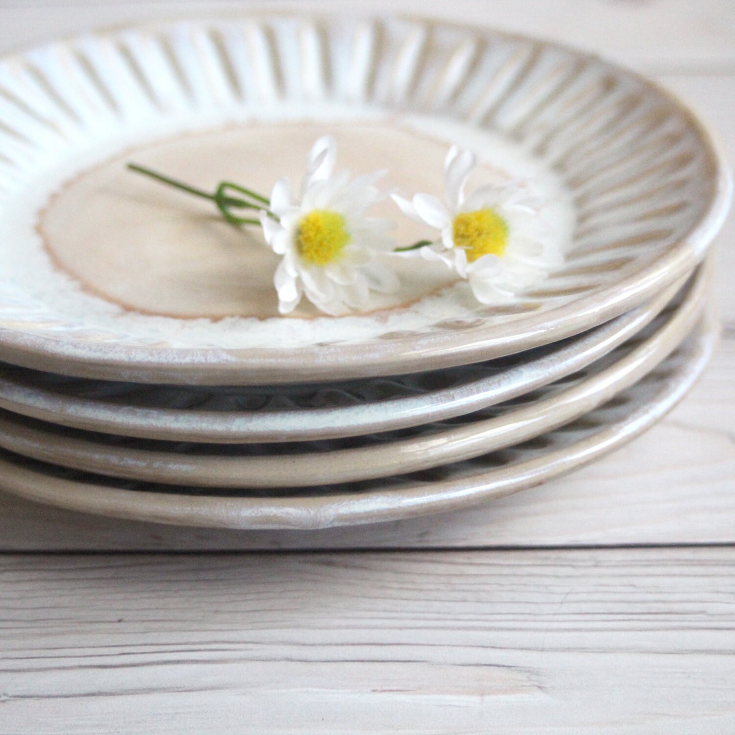 Rustic Dinnerware Set of 4 Side Plates in Creamy White Glaze Etsy