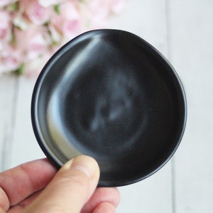 Small Spoon Rest in Modern Satin Black Glaze, Pottery Dish for your Coffee or Tea Spoon, Ready to Ship Made in USA image 7