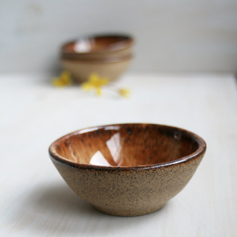 Prep Bowls Set of Three Small Rustic Bowls Brown and Black - Etsy