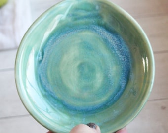 Large Spoon Rest in Shimmering Green Glaze Pottery Dish Handmade Kitchen Drip Dish Ready to Ship Made in USA