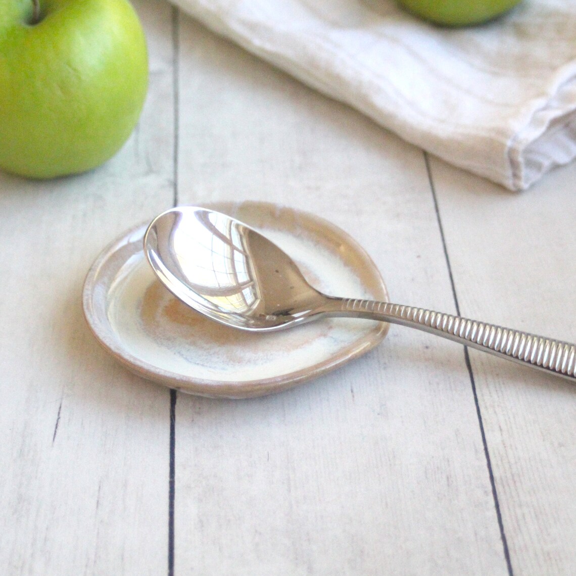 Extra Small Spoon Rest Creamy White and Ocher Glaze Pottery Etsy
