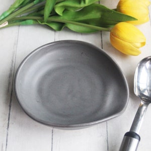 Large Spoon Rest in Modern Matte Gray Glaze Pottery Dish Handmade Kitchen Drip Dish Ready to Ship Made in USA