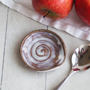 Small Rustic Spoon Rest, Handcrafted Sugar Glazed Brown Speckled Stoneware Spoon Rest - Ready to Ship Made in USA