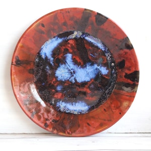 Handmade Art Pottery Dinner Plate: Abstract Glazed Stoneware Dish