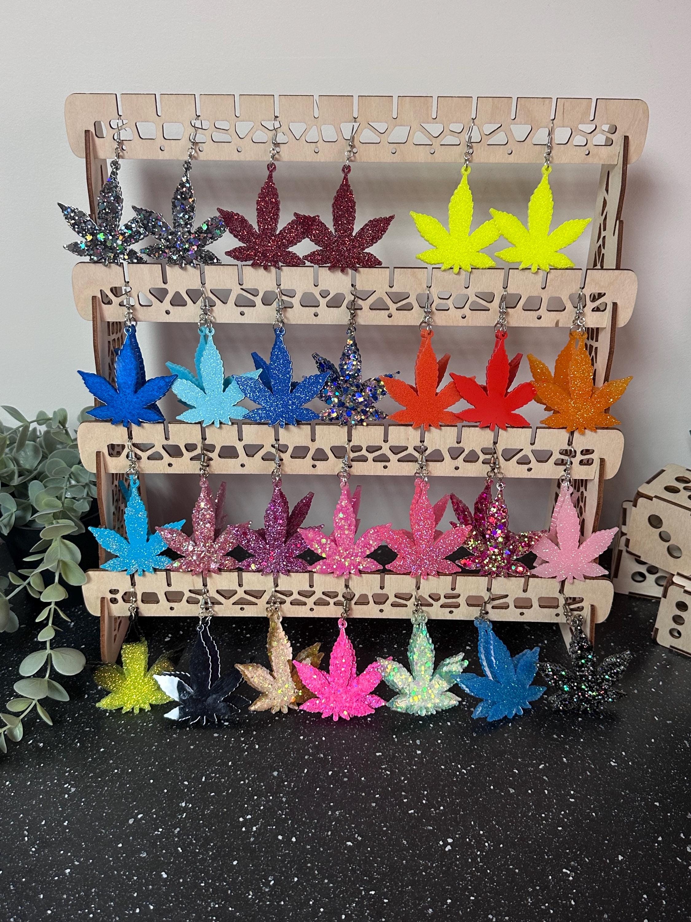 Marijuana Leaf Large Dangling Earrings