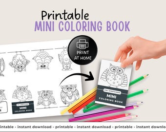 Mini Coloring Book Printable | Owl Mindfulness Coloring Pages | DIY Kids Craft | Booklet Template | Fold Book | Custom Coloring Book