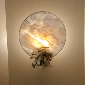 Handcrafted Round Marble Wall Sconce, Premium Quality Natural Stone Lighting, Custom Design Decorative Fixture for Sophisticated Home Decor