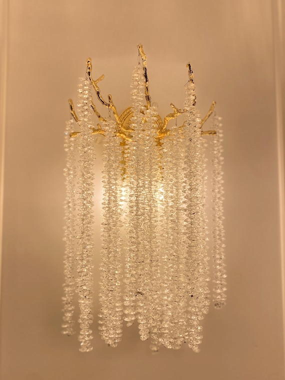 Pure Gold Brass Wall Sconce, Brass Wall Lamp, Crystal and Brass Combination Wall Sconce, Modern Wall Sconce, Wall Sconce, Bedroom Wall Lamp
