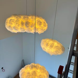 Handmade Cotton Cloud Pendant Lamp: Soft Warm Light, E27 Bulb Included