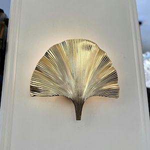 Ginkgo leaf Wall Sconce, Leaf Form Wall Lighting, Gold Leaf Wall Sconce, Art Deco Lamp Wall Hanging, Vanity Wall Sconce, Plug İn wall Sconce