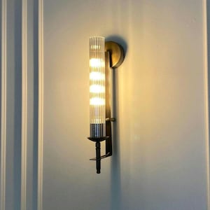 Aplique de pared de latón de mediados de siglo, aplique antiguo, aplique de pared para dormitorio, aplique moderno, aplique de pared para mesita de noche, aplique contemporáneo, aplique de latón