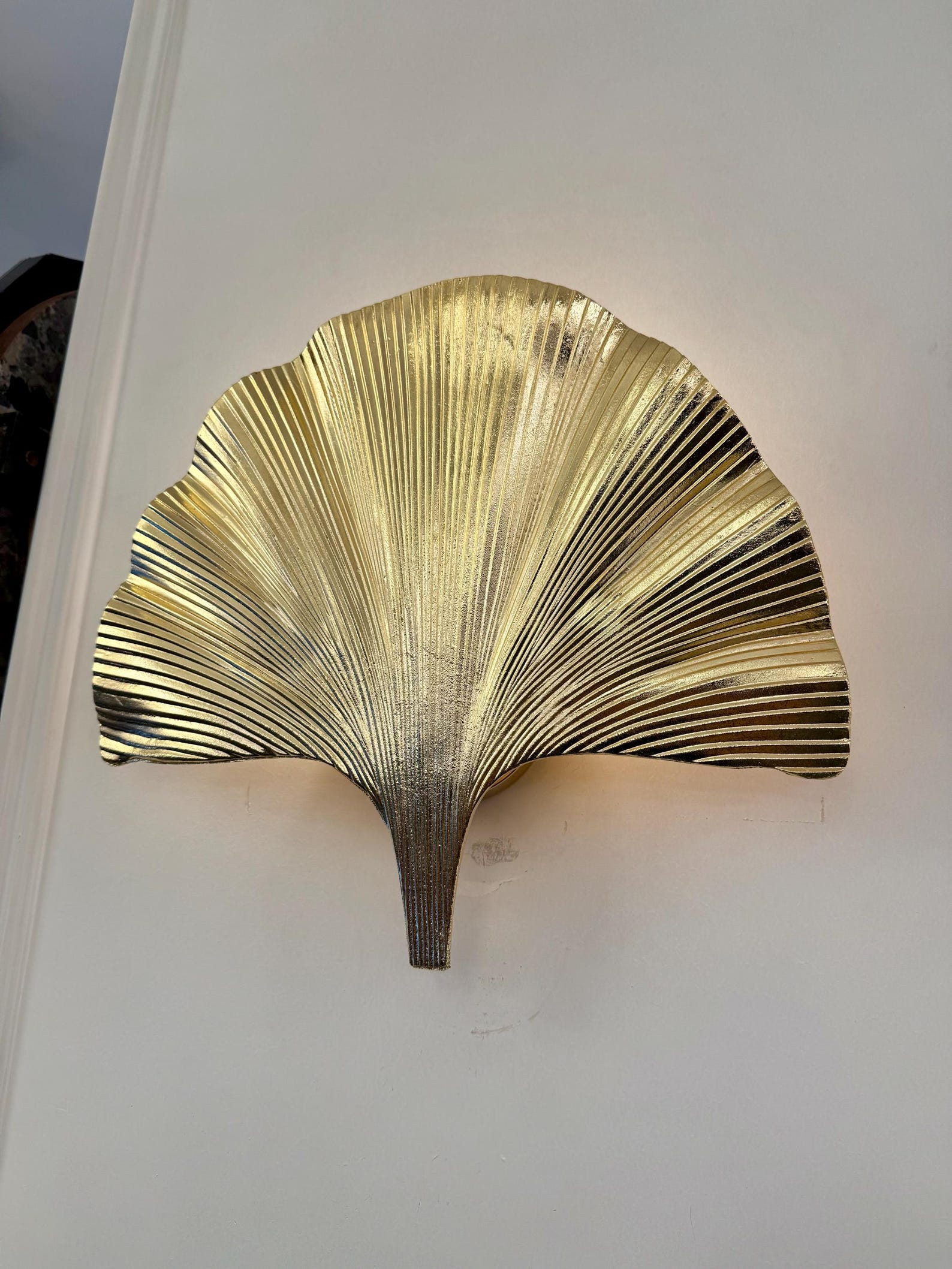 Ginkgo Leaf Wall Sconce, Leaf Form Wall Lighting, Gold Leaf Wall Sconce
