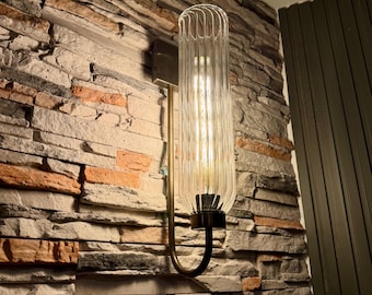 Modern Blown Glass Tube Wall Light | Antique Brass Plated Sconce | Durable & Elegant | Brass Wall Sconce | Wall Sconce | Bedside Sconce