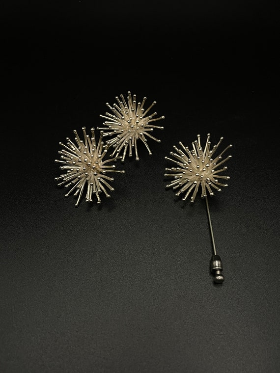 Earrings & Lapel Pin: Atomic Era Starburst