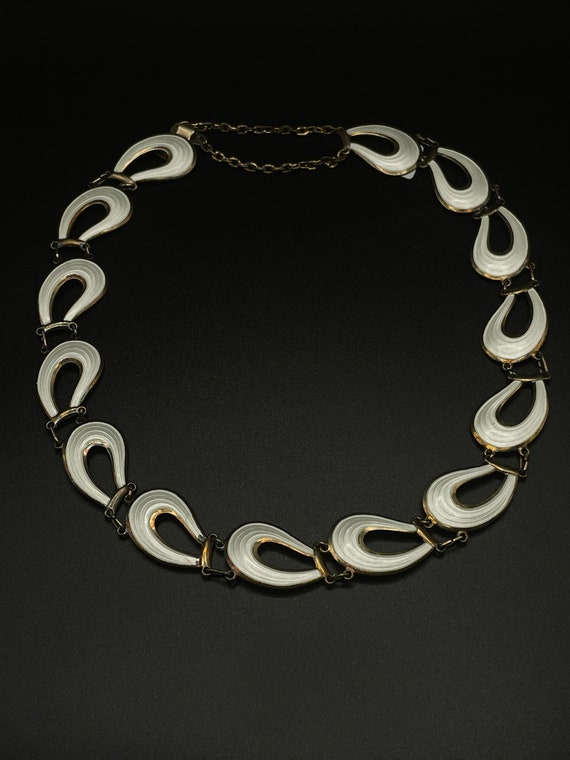 Necklace: John Baalerud 1960s White Guilloche