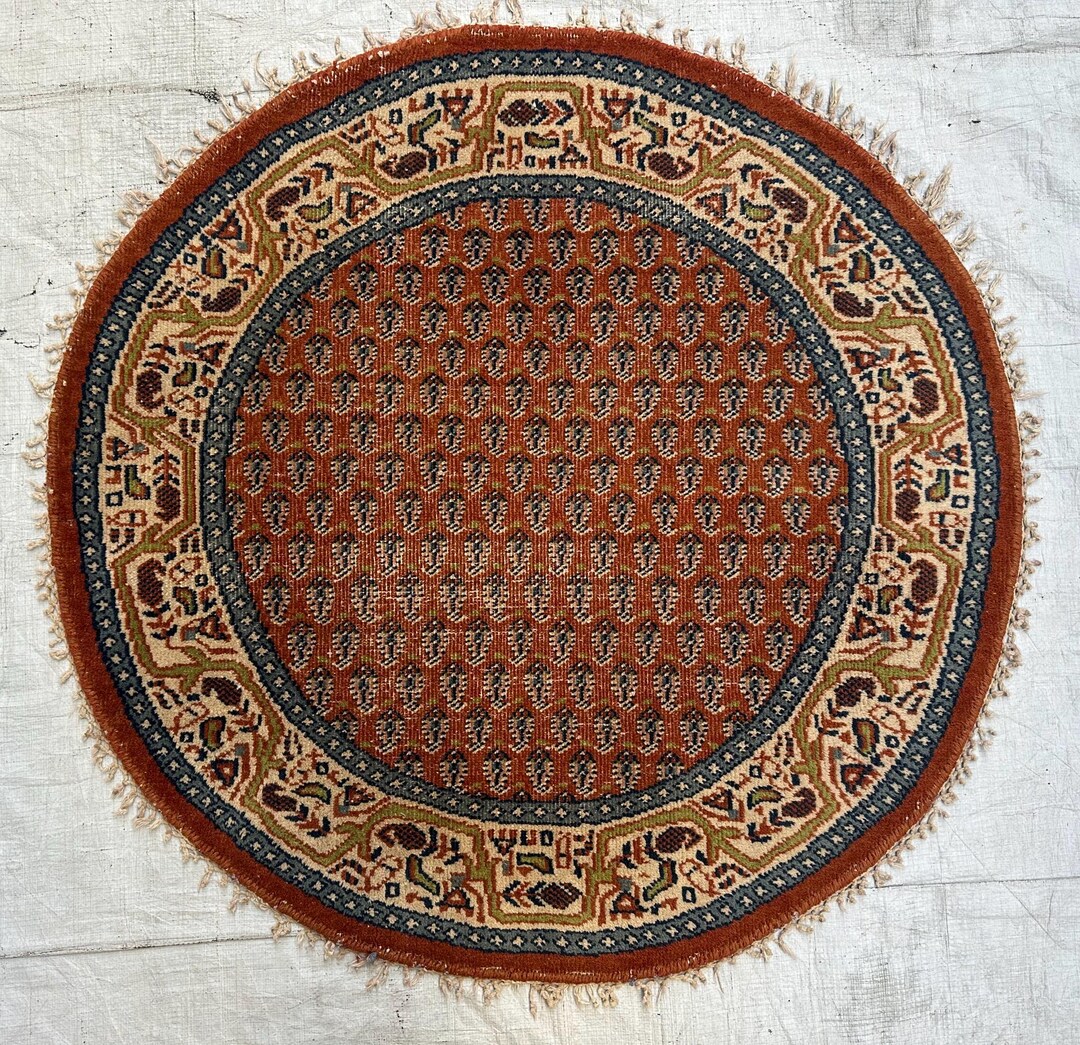 3x3 Rug Examples Antique Caucasian Circle Rug, 3x3 Ft, Hand-knotted Wool - Etsy