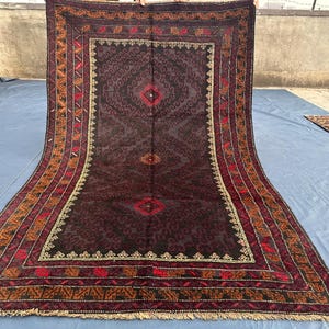 Tapete afegão Zanjeer vintage de lã, macio e de pelo alto, feito à mão, com estampa de gaivota. Ideal para decoração de qualquer ambiente. Tapete raro (1,5 x 2,4 m).