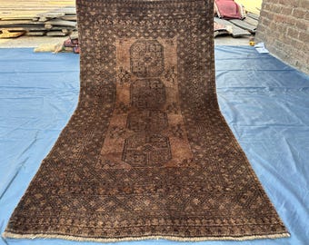 3.2x5.10 ft Gorgeously Afghan Turkmen Tribal handmade Rug , Aesthetic Antique Living room Unique Rug Natural Dyes Rare Rug , Soft Wool Rug