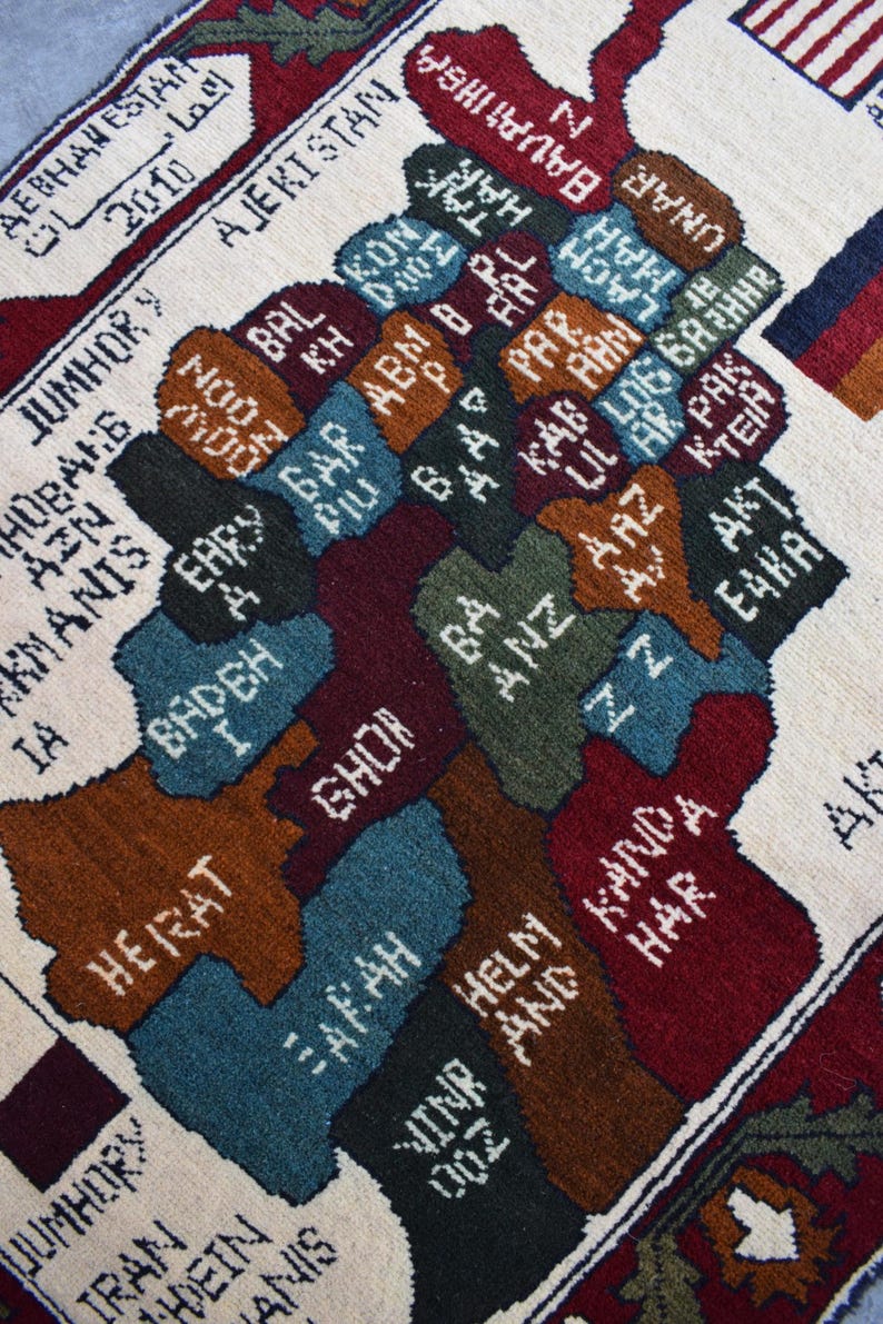 Handmade Afghanistan Map Wool Rug: Wall Hanging Carpet (2.5x3.6 Ft) - Etsy