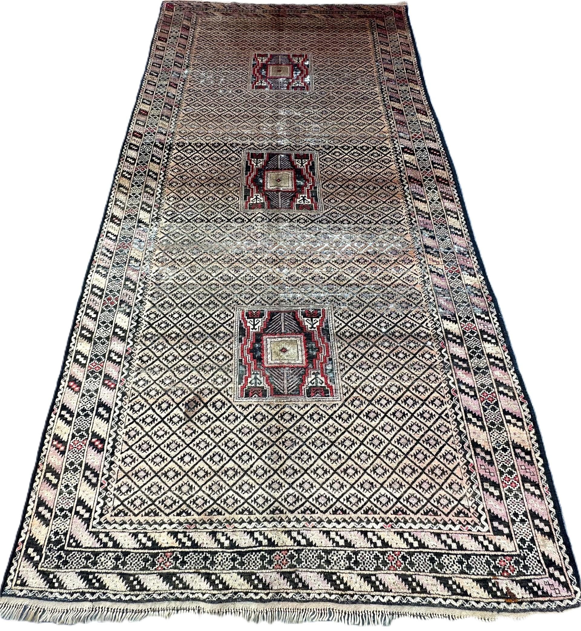 【Vintage】Hand Knit Rug 170×100 19th C Antique 5.2x10.3 Ft ,jan Begi Hand Knotte Wool Blend